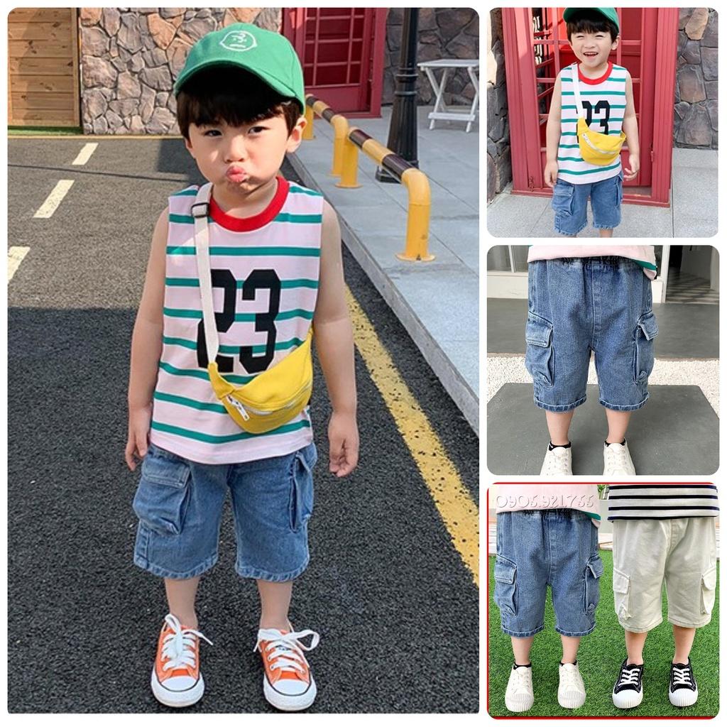 QN5 Size90-130 Quần jean bé trai - kiểu dáng lửng short Thời trang trẻ Em hàng quảng châu