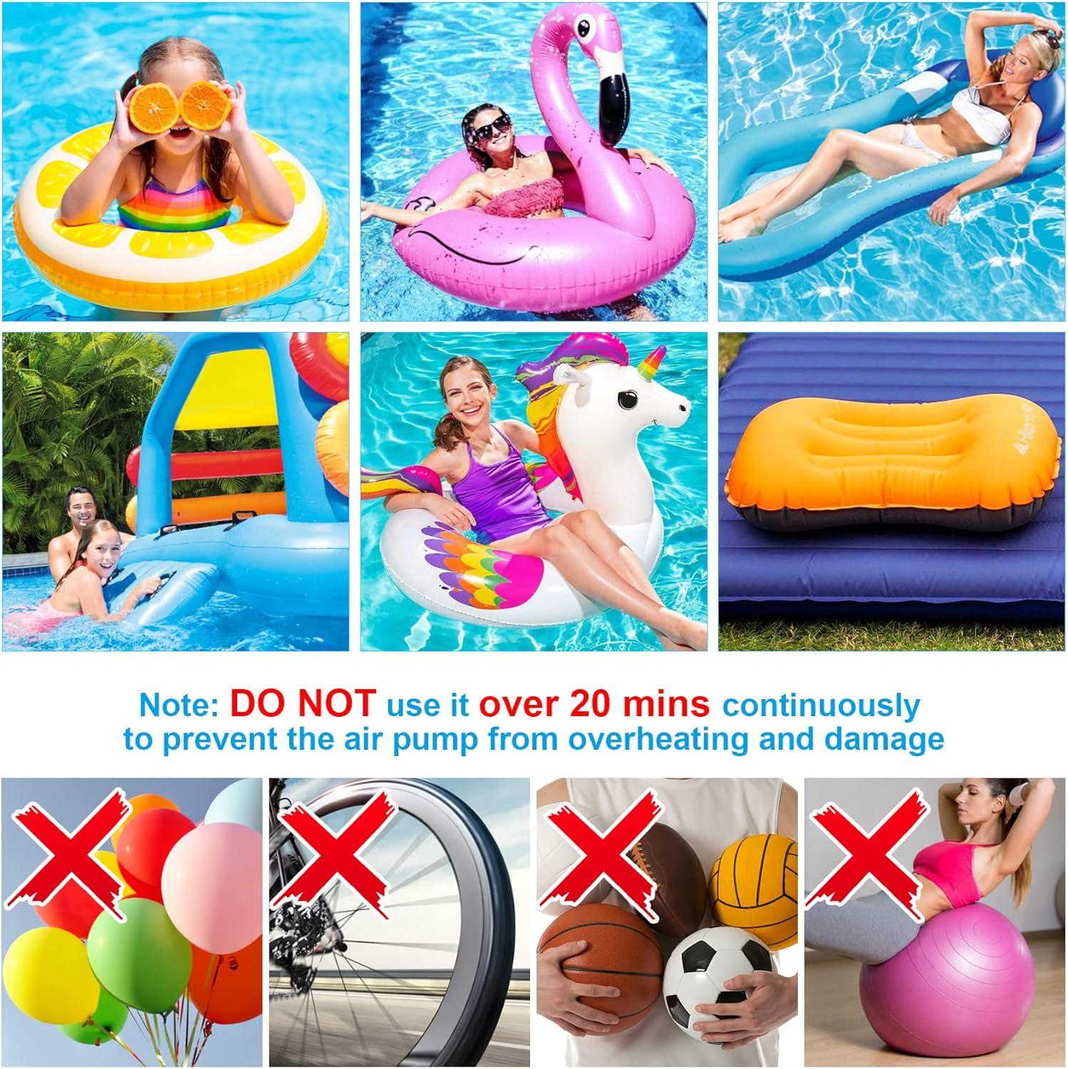 Máy bơm hơi điện Máy xì hơi pin có thể sạc lại, Máy bơm hơi điện không dây 3 vòi Máy bơm nệm bơm hơi, Máy bơm hơi bể bơi cho nệm cắm trại Thuyền đệm phao bơm hơi