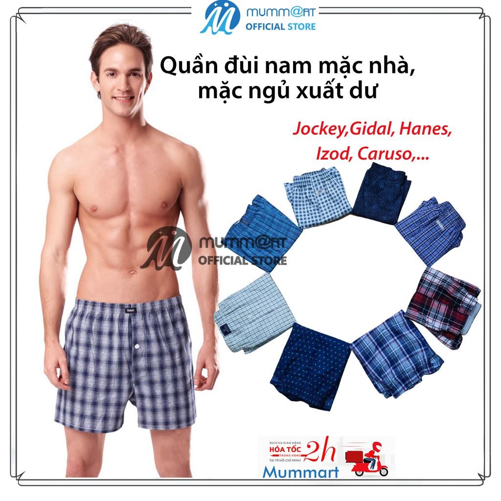 Quần đùi nam mặc nhà vải mát, sọc caro, trơn nhiều màu, có bigsize