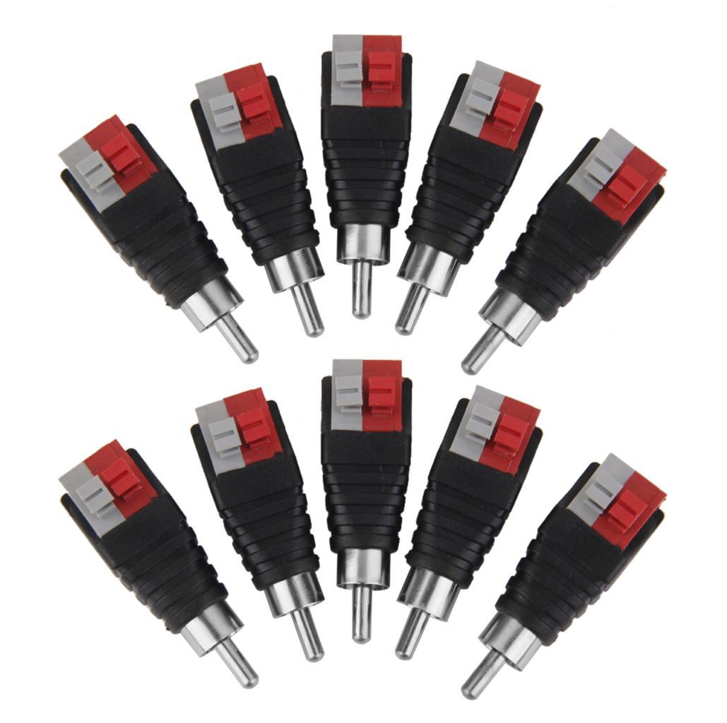 10PCS 200W Speaker Wire Cable to Audio Male RCA Connector Adapter Jack Plug