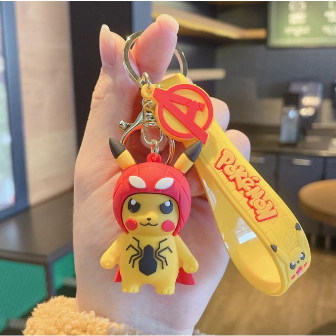 Móc khóa Pokemon Avenger Iron Man, Captain, Wakanda, Dr Strange, Spider Man PVC Loại Tốt