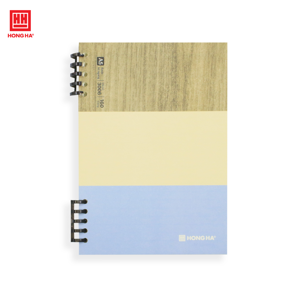 Sổ lò xo A5 Hồng Hà, sổ còng nhựa Basic 160 trang định lượng 80gsm - 3006