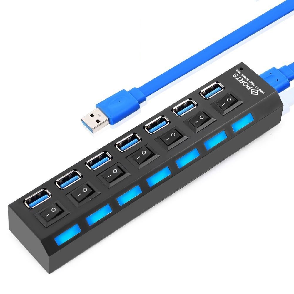 Hub USB 7 port - 3.0 có công tắc - màu ngẫu nhiên