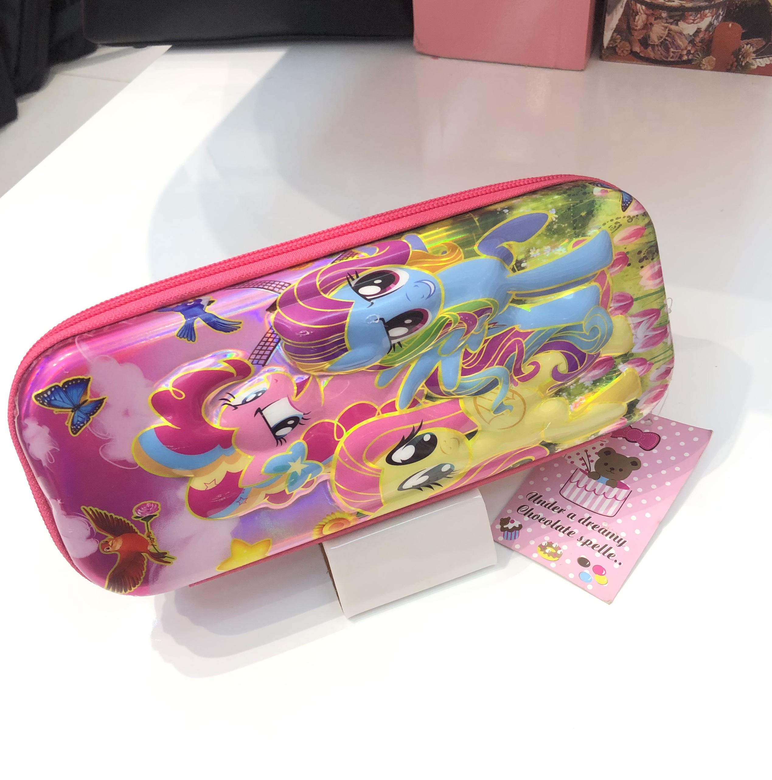 Hộp bút, bóp viết hình Unicorn - Pony nổi 3D màu hồng siêu hot cho học sinh bé gái -