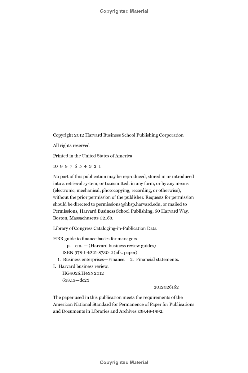 Harvard Business Review Guide To Finance Basics For Managers