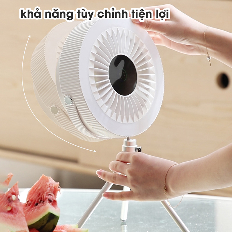 Quạt Tích Điện Có Giá 3 Chân Để Bàn Treo Tường Kết Hợp Đèn Led Và Điều Khiển Từ Xa - PHC2308 Hàng chính hãng