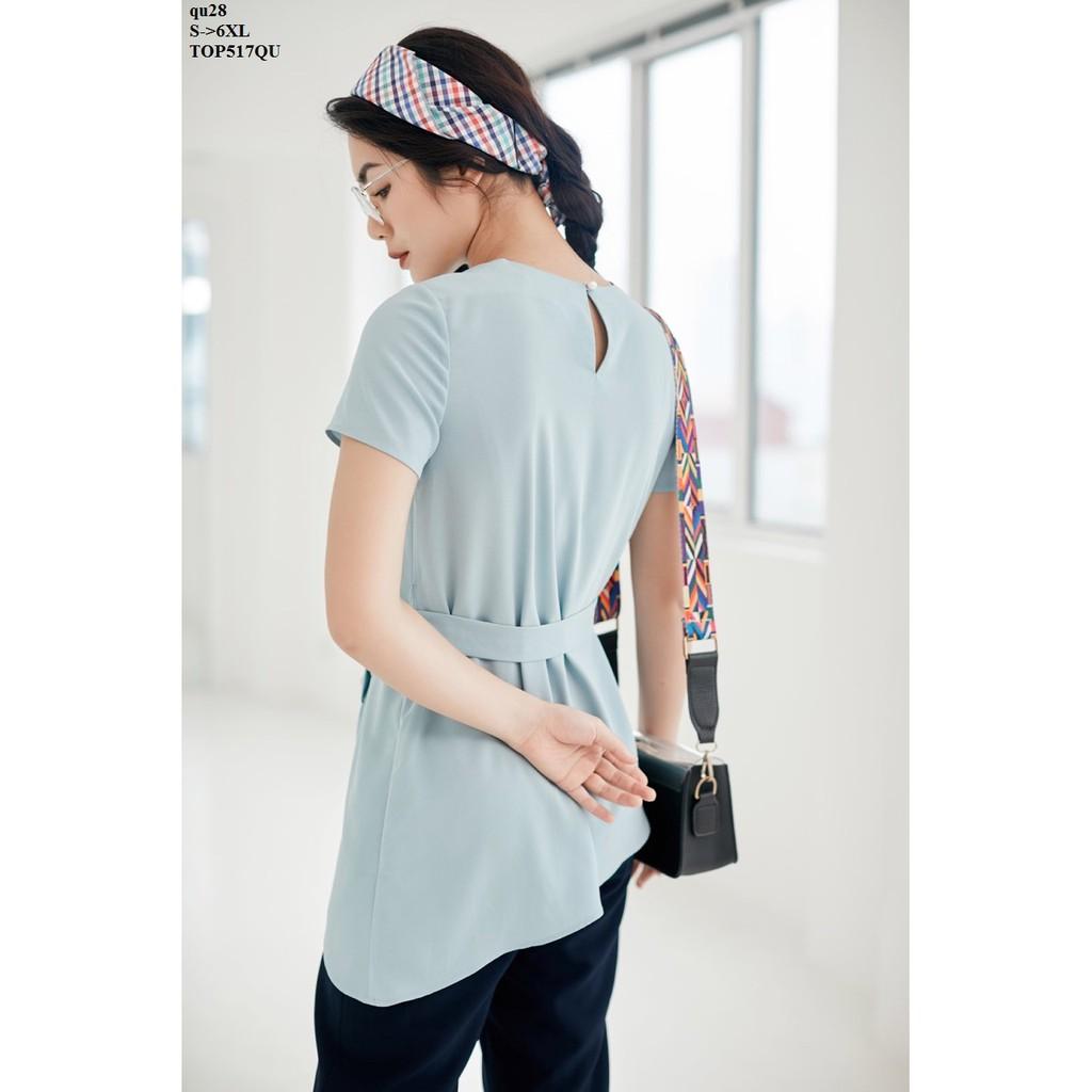 TOP418 Áo kiểu nữ nơ rời ngắn tay