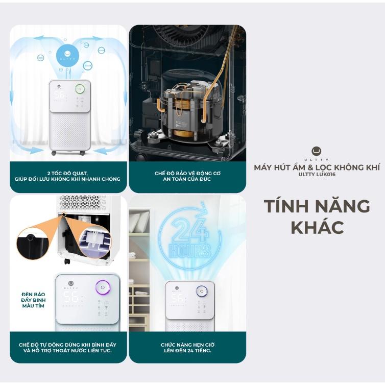 Máy Hút Ẩm Kèm Lọc Không Khí ULTTY LUK016, Dung Tích 20L, Bộ Lọc Hepa Loại Bỏ 99% Vi Khuẩn, Nhập Đức, BH 12 Tháng