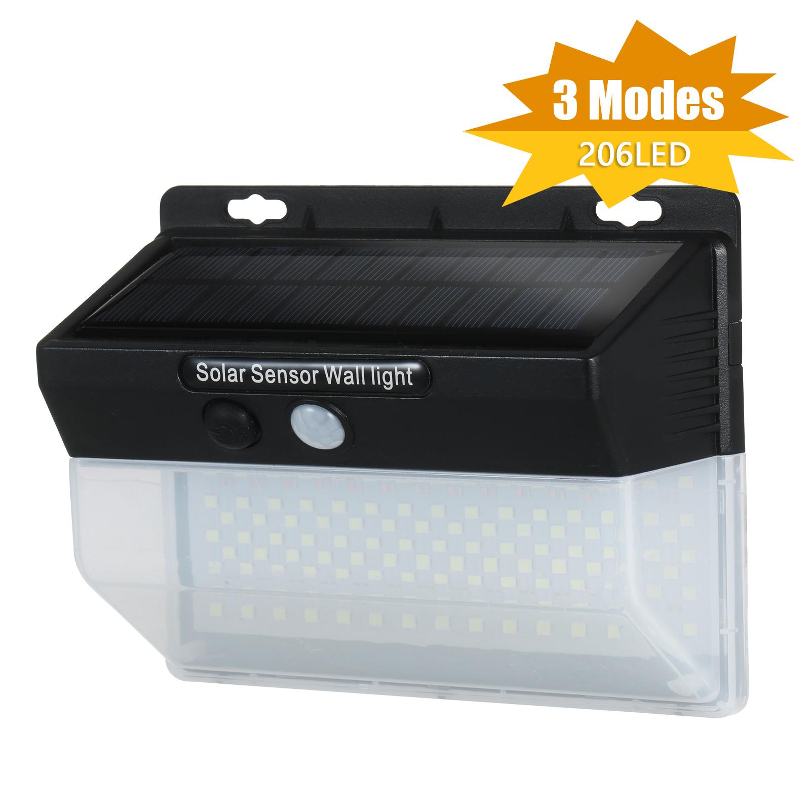 Đèn năng lượng mặt trời, cảm biến chuyển động, không dây 206 LED, chống nước tiêu chuẩn IP65