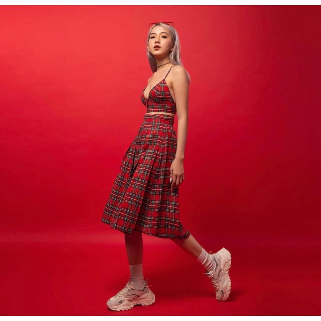 Áo Ngực Khoét Chữ V Caro Đỏ TARTAN - Caro Bralette / Red
