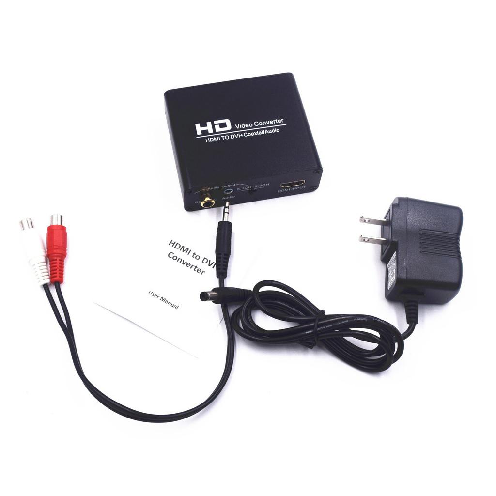 HDMI TO DVI Converter With Coaxial Audio Converter With US Power Adapter