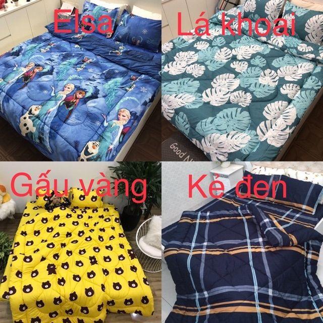 Trọn bộ 5 món chăn phao ga gối poly cotton 2m2