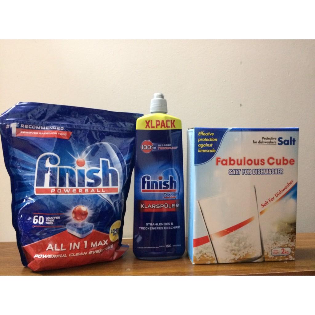 Muối Fabulous 2kg + Nước làm bóng Finish 400ml