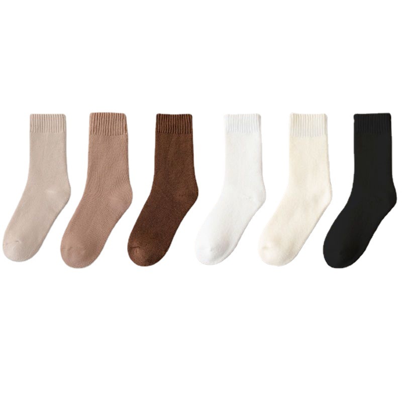 Set 5 đôi tất vớ Cotton lót lông giữ nhiệt cao cổ siêu ấm màu Pastel cho nữ