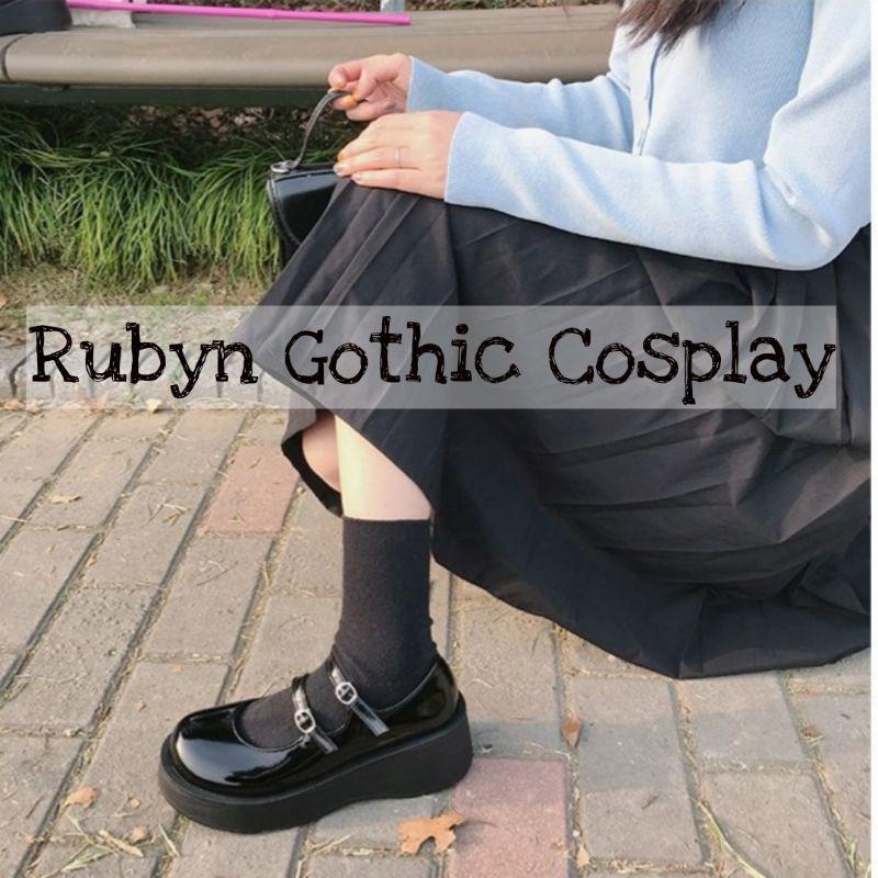 Giày Lolita Oxford 2 quai ngang cosplay nữ sinh Nhật Bản Vintage đế bánh mì ( BÓNG VÀ NHÁM )