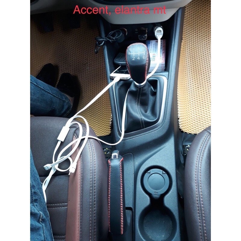 Bọc cần số, phanh tay Hyundai ACCENT, ELANTRA SỐ SÀN. Da bò thật, bảo hành 2 năm