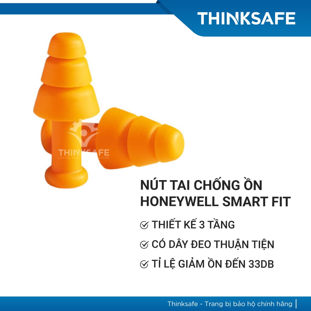 Nút tai chống ồn Honeywell Smart Fit, bịt tai chống ồn có dây, 3 tầng, giảm ồn tới 25db - Thinksafe