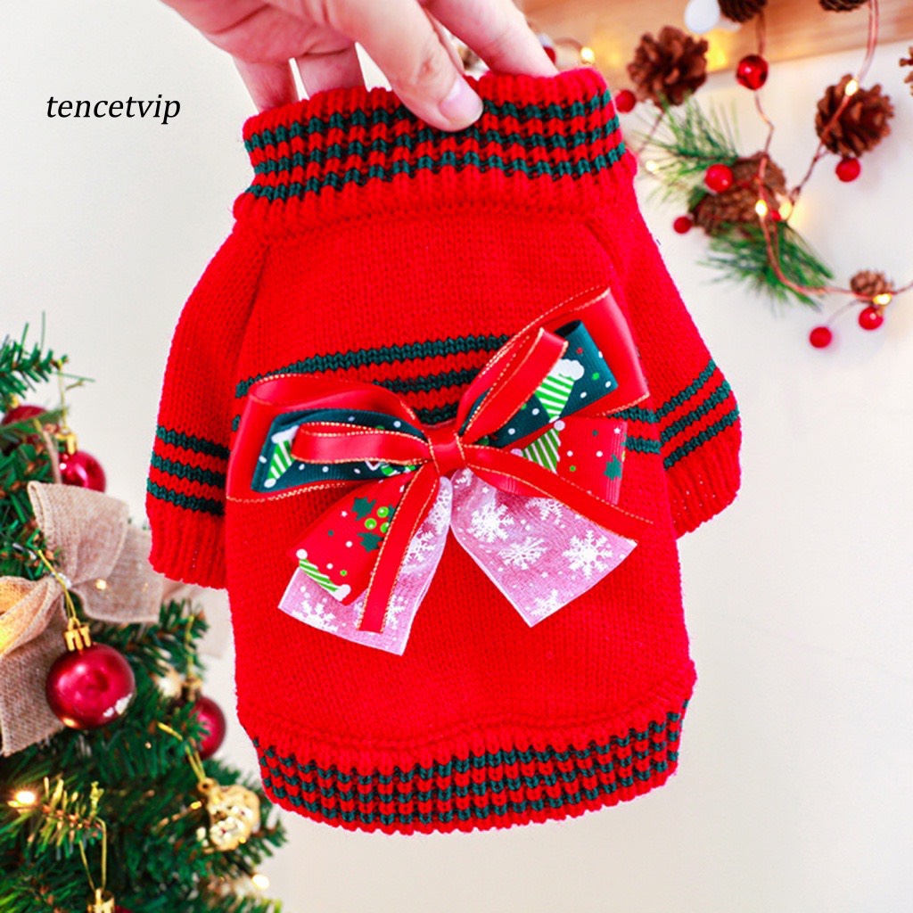 ÁO NOEL HÌNH NƠ TƯƠI SÁNG - DỊU DÀNG - ẤM ÁP CHO CHÓ MÈO