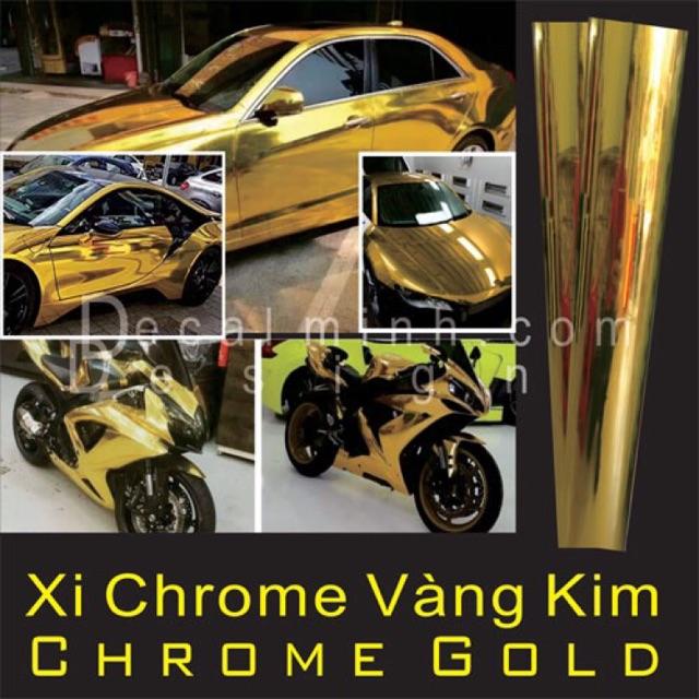 Decal Xi chrome vàng gương 3 lớp chống trầy dán xe máy xe ô tô cao cấp