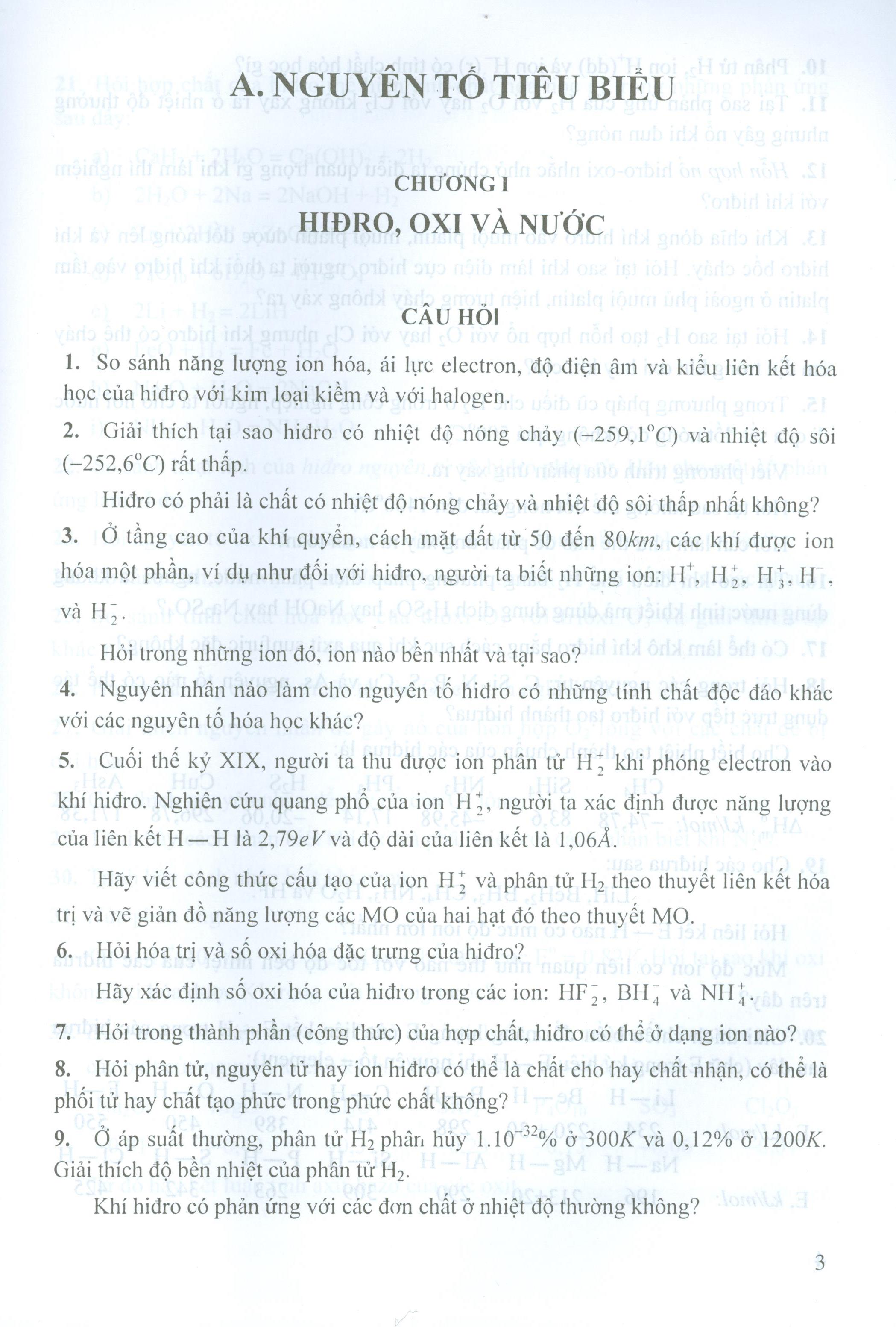 Bài Tập Hóa Học Vô Cơ, Quyển III - Hóa Học Các Nguyên Tố