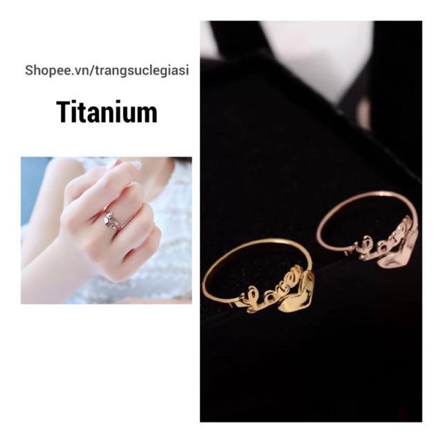 Nhẫn titan dễ thương trái tim không đen