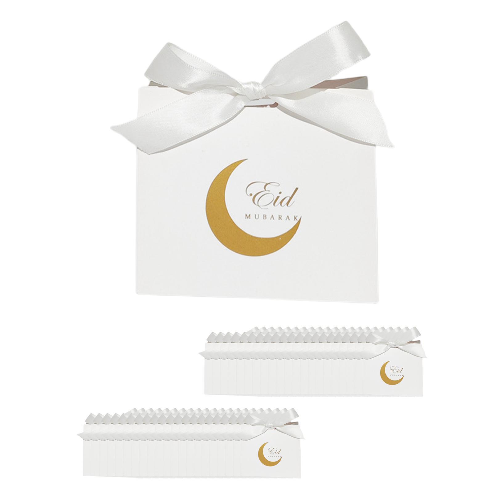 50 Pieces Favor Boxes Gift Bags Moon Pattern for Baby Shower Decorations White