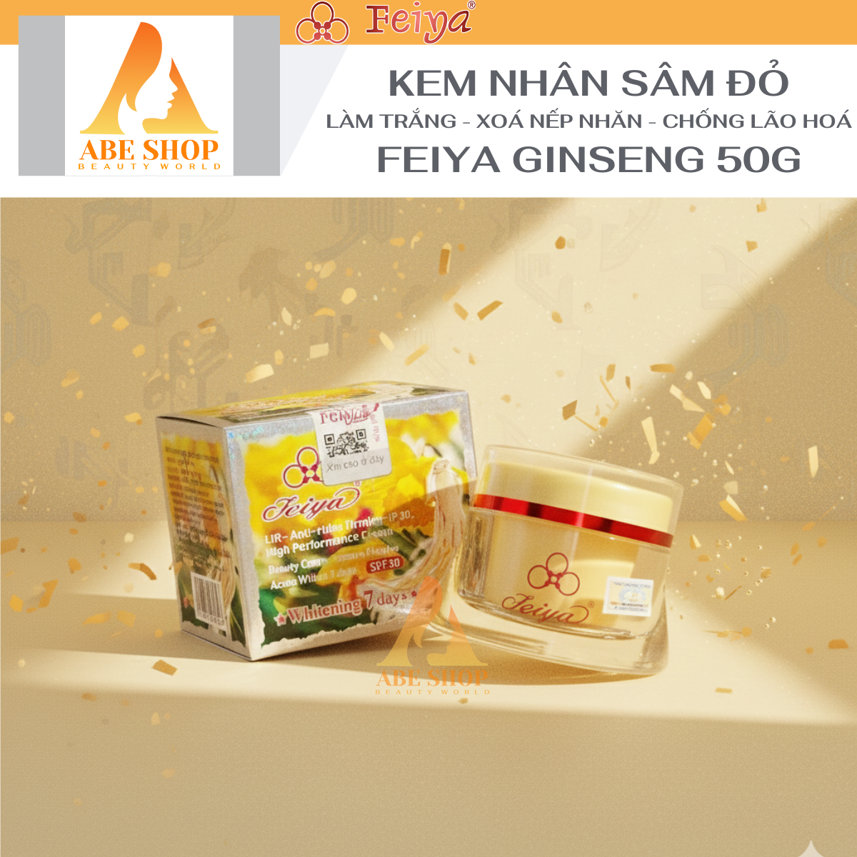 Kem FEIYA Nhân Sâm Đỏ 50g - Làm Sáng Da - Chống Lão Hóa - Giảm Nếp Nhăn - Cải Thiện Nám - Tàn Nhang