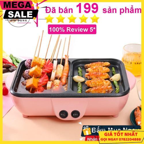 Nồi Lẩu Nướng Đa Năng Cao Cấp 2 Ngăn Siêu Chống Dính, Bếp Lẩu Nướng 2 In 1 Mini Tùy Chỉnh Nhiệt Độ Tiện Lợi - Giao Hàng Toàn Quốc