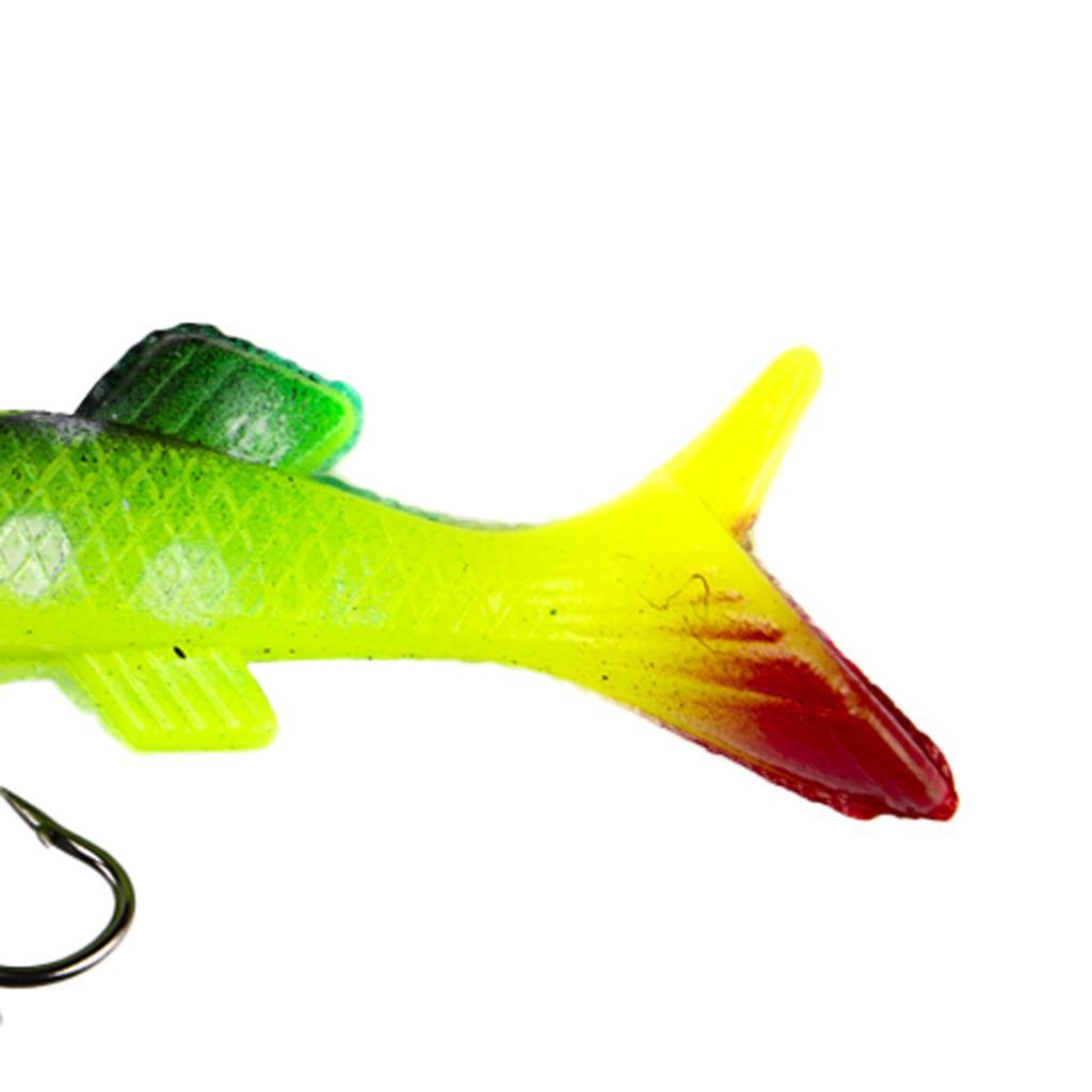 4pcs Lifelike 3D Eye Soft Lead Fishing Lures Red T Tail Sinking Swimbaits with Lead inside for Trout Bass Salmon