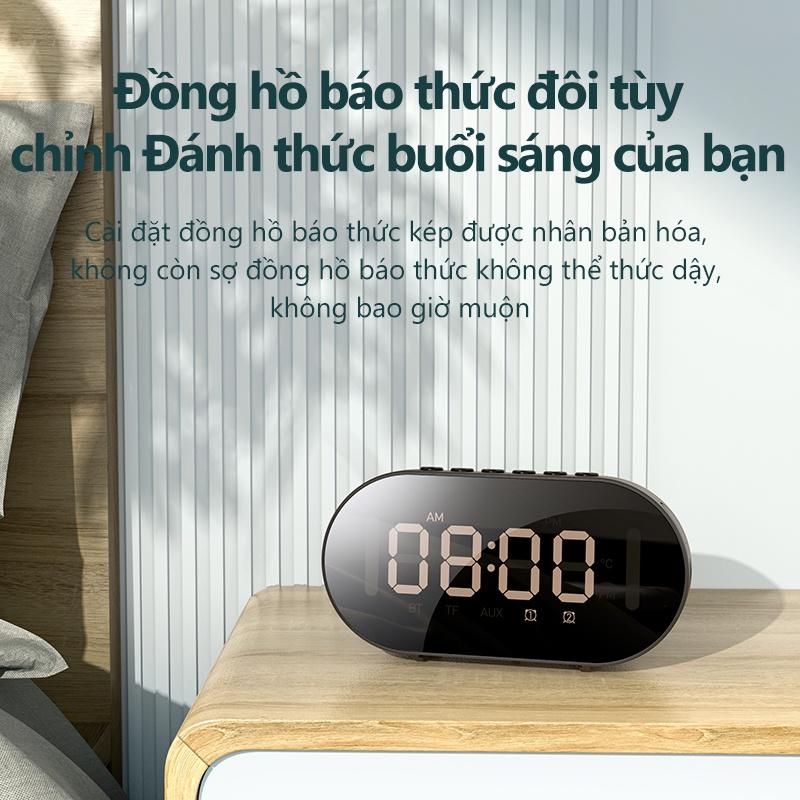 Loa Bluetooth Bluetooth 5.0 BASIKE MW36 Màn hình LED và Đồng hồ báo thức Hỗ trợ Thẻ nhớ U Đĩa với giá đỡ điện thoại-Hàng chính hãng