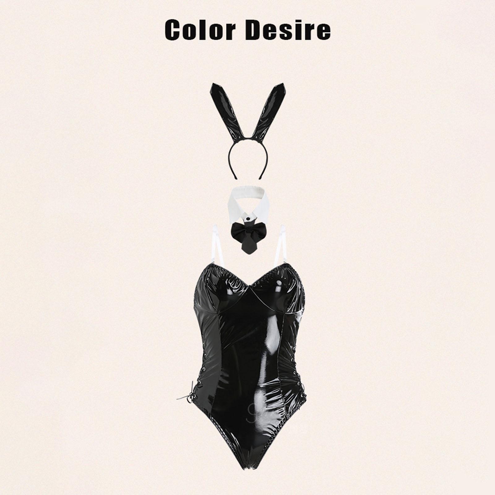 Bunny Costume Set Cosplay Bodysuit Girls with Bunny Ears for Fancy Dress M