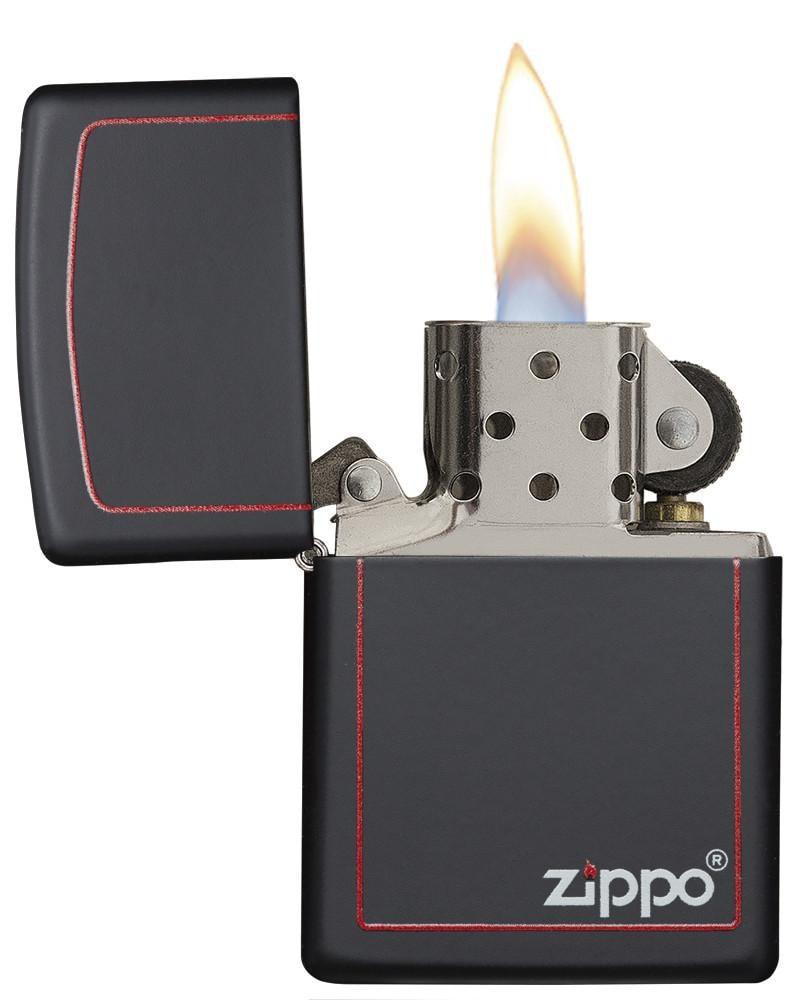 Bật Lửa Zippo Black Matte with Zippo Logo and Border