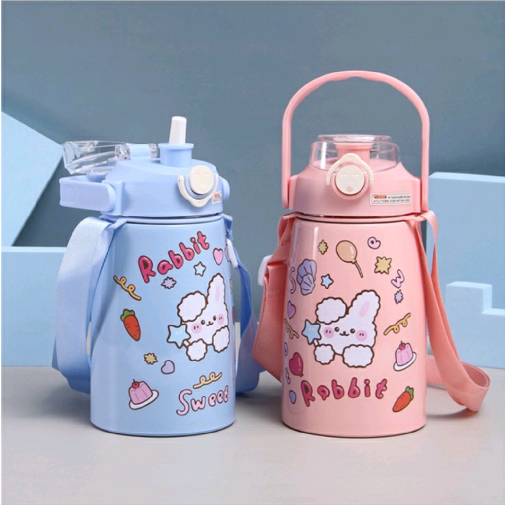 Bình Nước Giữ Nhiệt 2 Lớp 800ml Cute Kèm Ống Hút Chất Liệu Inox 304 An Toàn Tuyệt Đối Cho Người Dùng Có Khóa Chống Ngã Đổ - Hàng Chính Hãng