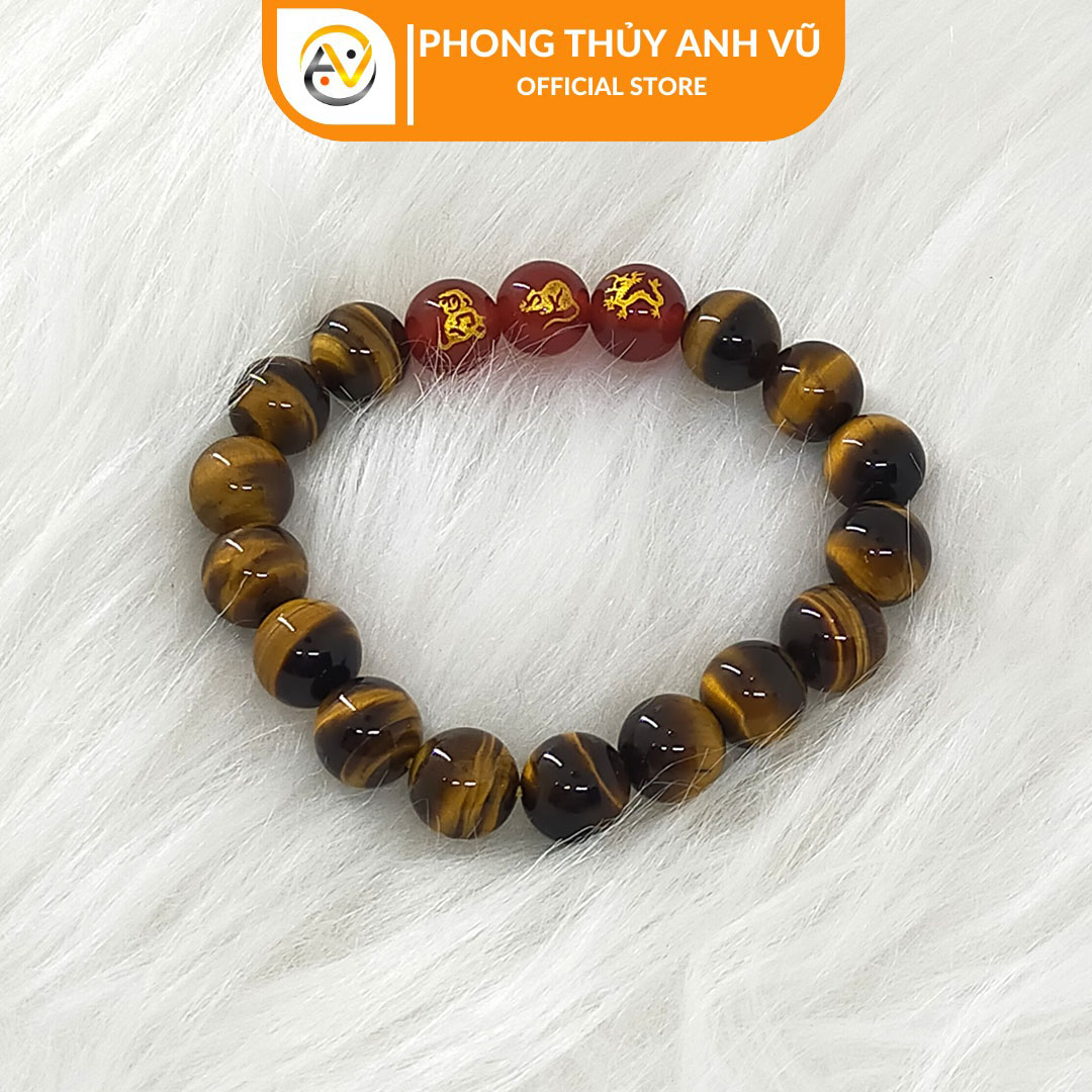 Vòng tay tam hợp thân tý thìn đã khai quang - chất liệu mắt hổ vàng nâu - size 8 10 12ly - may mắn tài lộc - Vòng Tam Hợp Anh Vũ