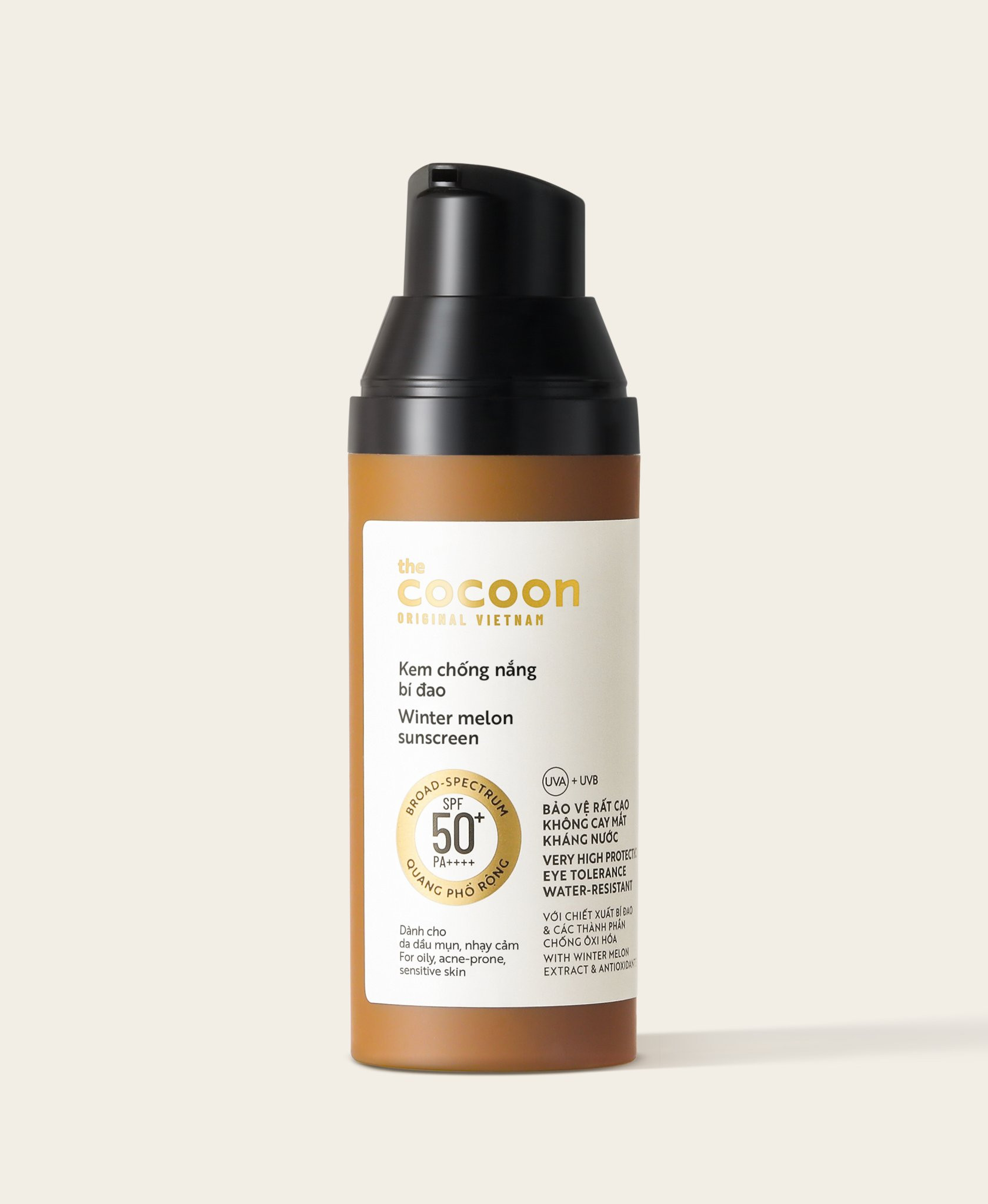 Kem chống nắng bí đao quang phổ rộng SPF 50 +, PA ++++ Cocoon 50ml