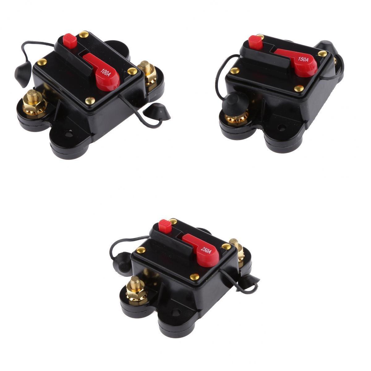 100A 150A 250A 12V-24V Circuit Breaker Fuse Holder Car Audio Stereo Reset