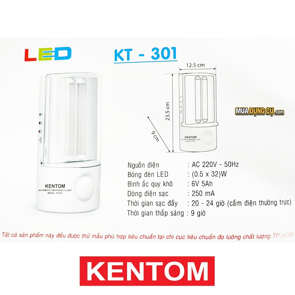 Đèn Sạc Khẩn Cấp Kentom KT301