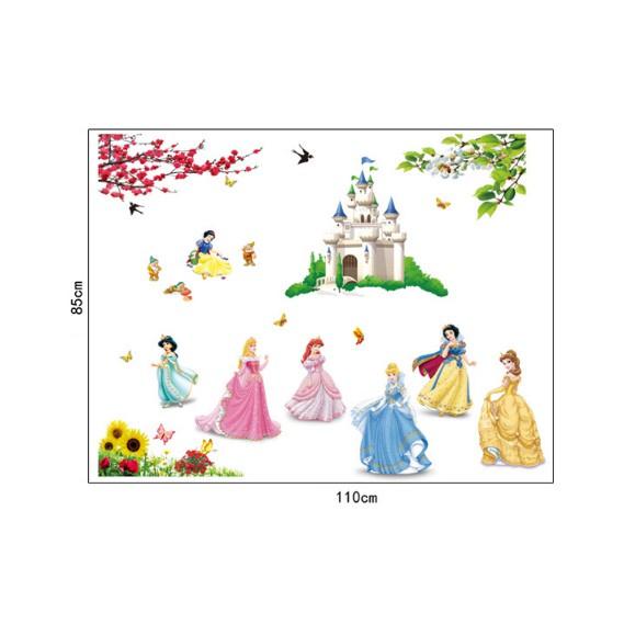 Tranh decal, decal dán tường trang trí phòng cho bé công chúa và lâu đài TE47