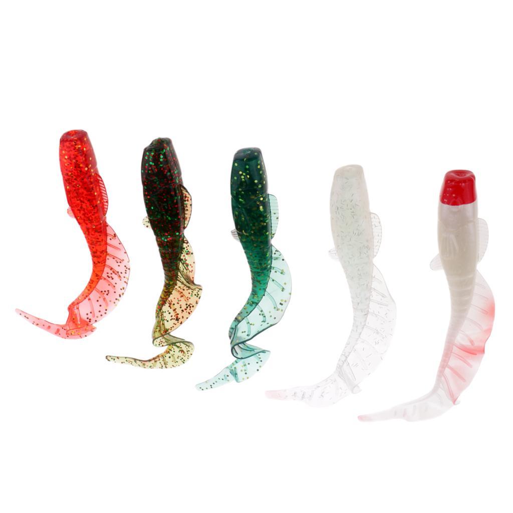 5pcs Luminous Fishing Lure Artificial Soft Worm Fishing Bait Tackle with Vivid
