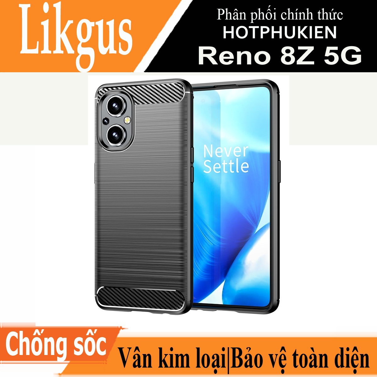 Ốp lưng chống sốc vân kim loại cho Oppo Reno 8Z 5G hiệu Likgus  - hàng nhập khẩu