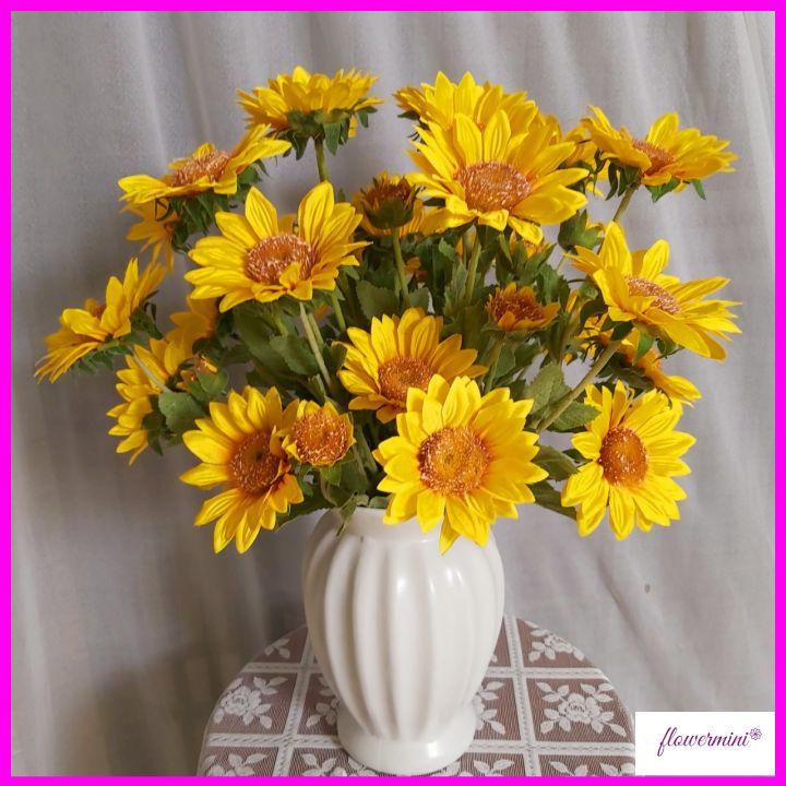 Lọ hoa hướng dương cao cấp siêu đẹp trang trí phòng khách tươi sáng, bình hoa giả decor nội thất Flowermini