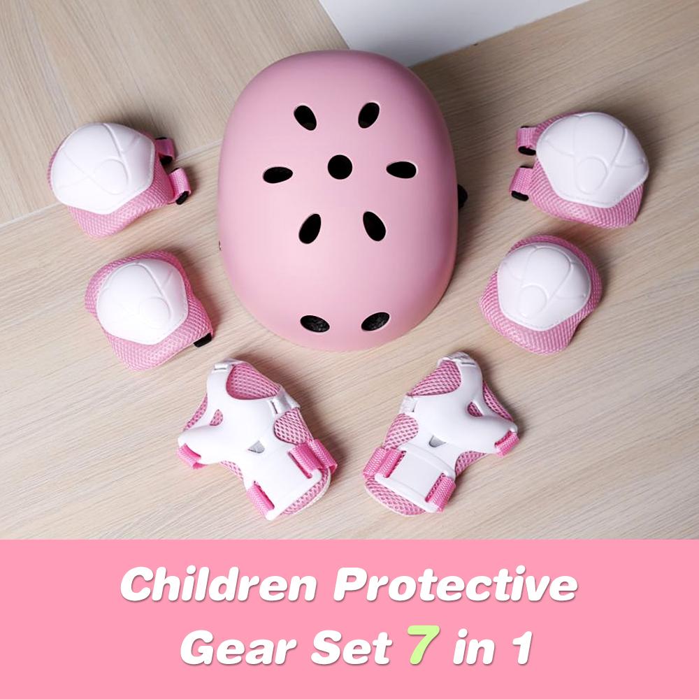 Bộ đồ bảo hộ trẻ em 7 trong 1 có thể điều chỉnh gồm mũ bảo hiểm, Tấm lót cổ tay,đầu gối cho trẻ em