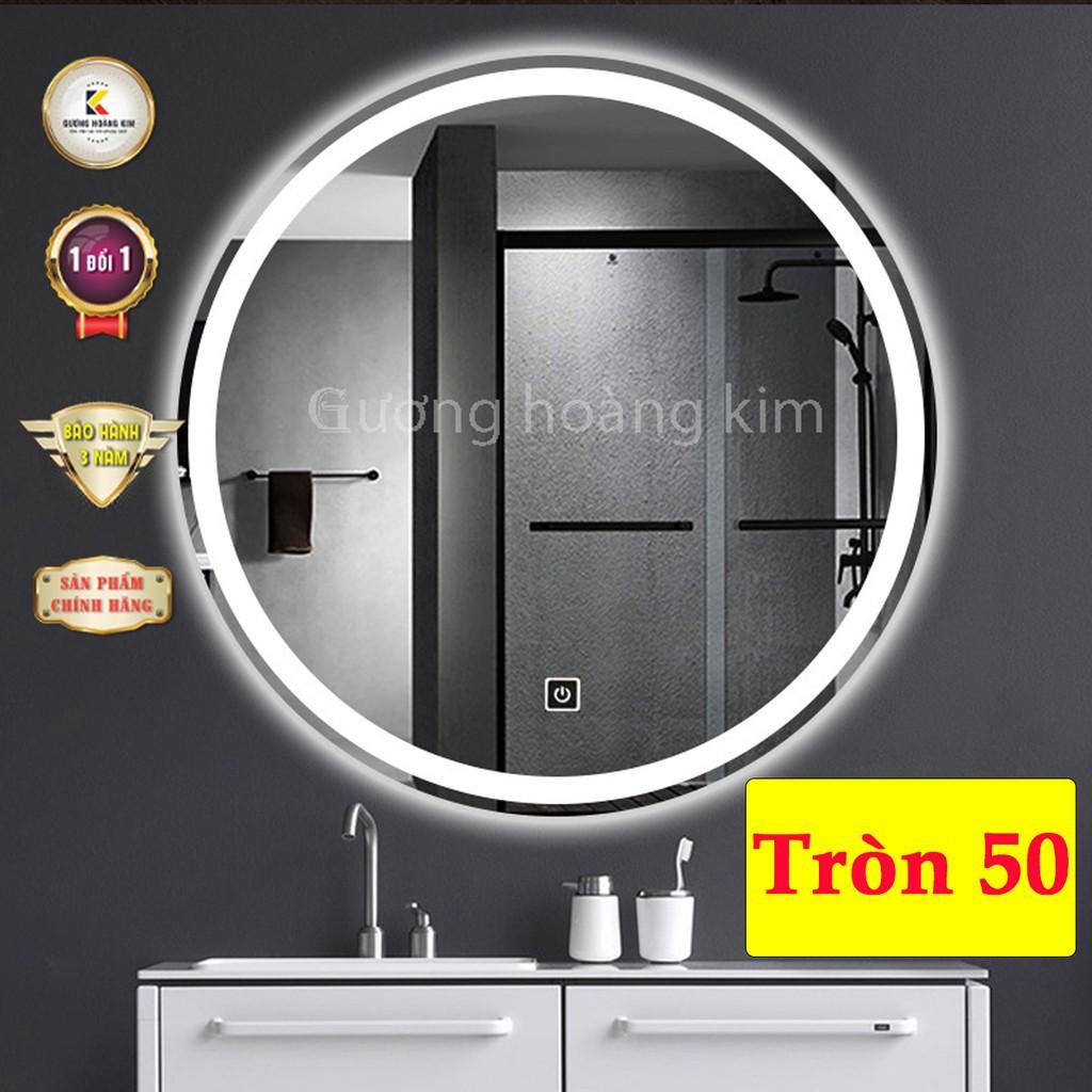 Gương tròn đèn led trang điểm treo tường cảm ứng thông minh kích thước D50 - guong mirror