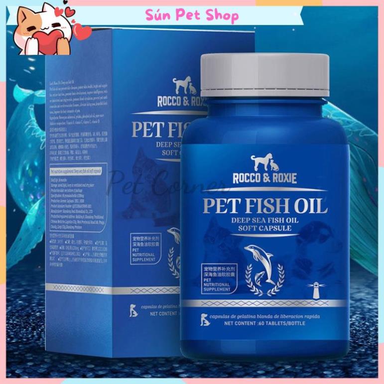 Viên dầu cá cho chó mèo Pet Fish Oil, bổ sung Omega 3, tăng sức đề kháng và dưỡng lông