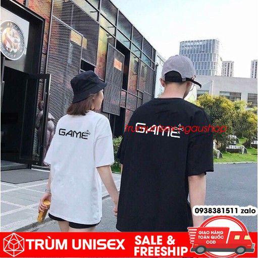 Áo thun unisex áo phông nam rộng GAME kèm áo thật vải cotton đen trắng Trùm Unisex Phillipstore