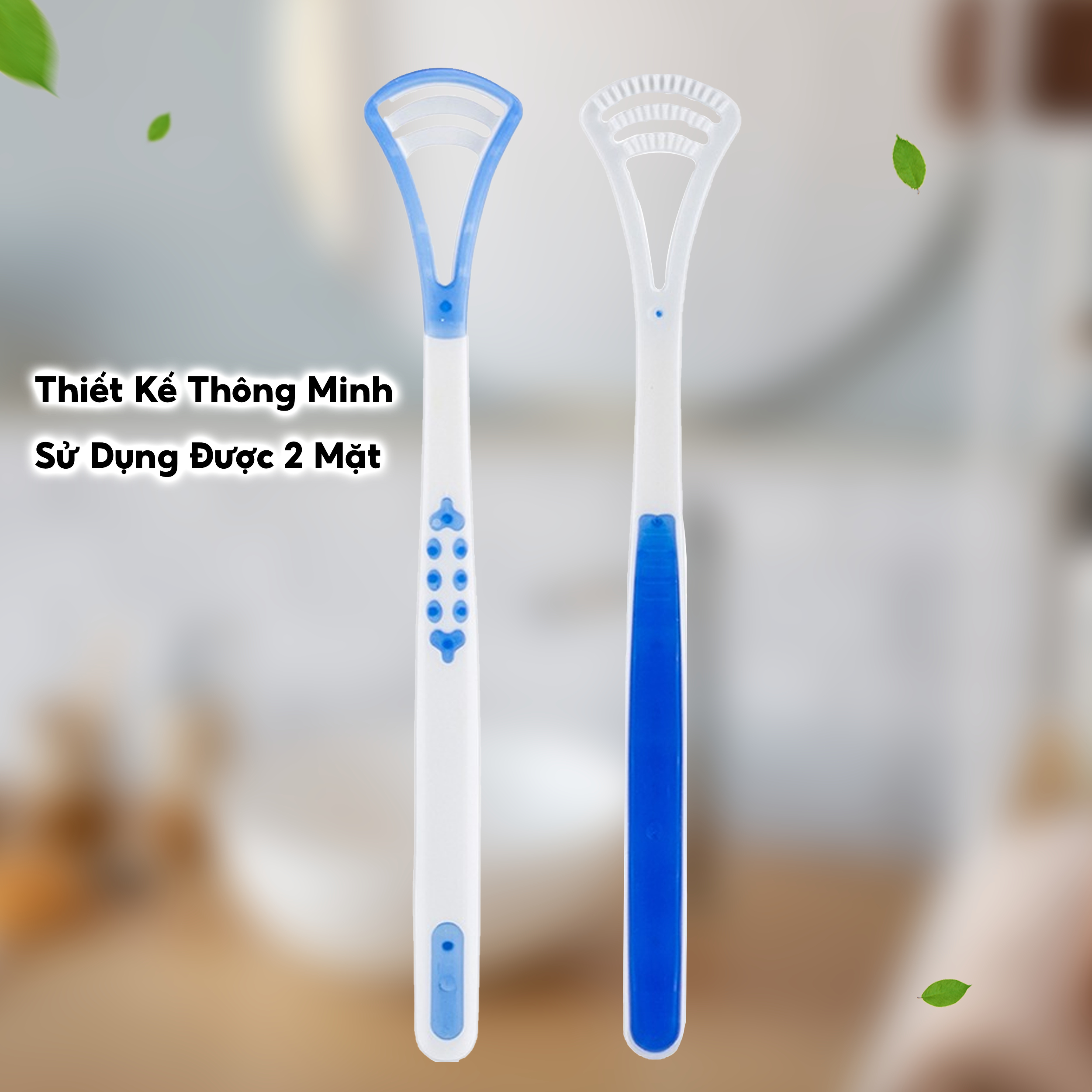 Dụng cụ cạo lưỡi Coral, nhựa PP an toàn cho sức khoẻ. Thiết kế 2 đầu cạo, tăng gấp đôi khả năng làm sạch