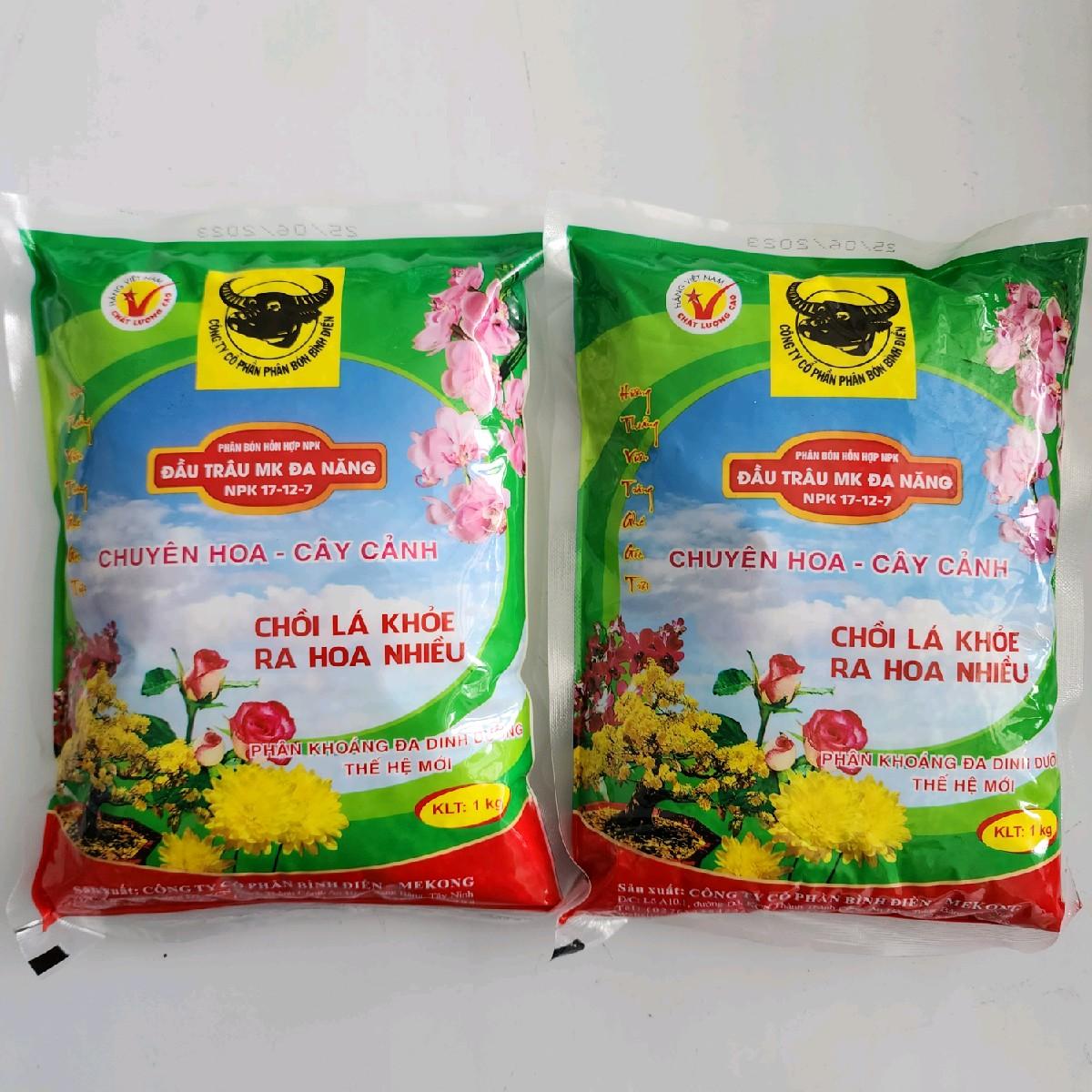 Phân Bón Hỗn Hợp NPK Đầu Trâu MK Đa Năng NPK 17-12-7 | Phân Bón Chuyên Hoa - Cây Cảnh