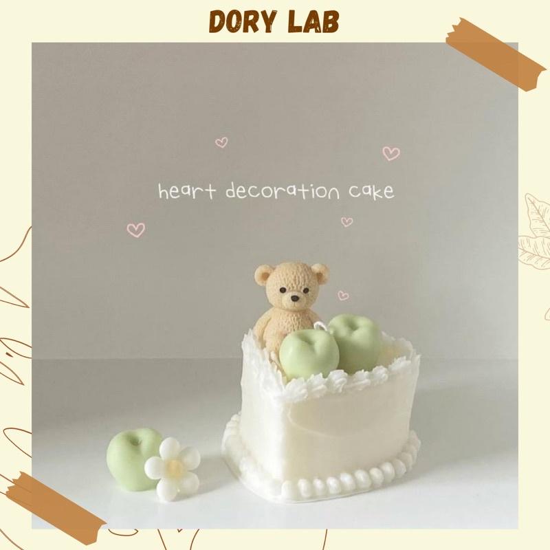 Nến Thơm Bánh Sinh Nhật Trái Tim Gấu Con Handmade - Dory Lab