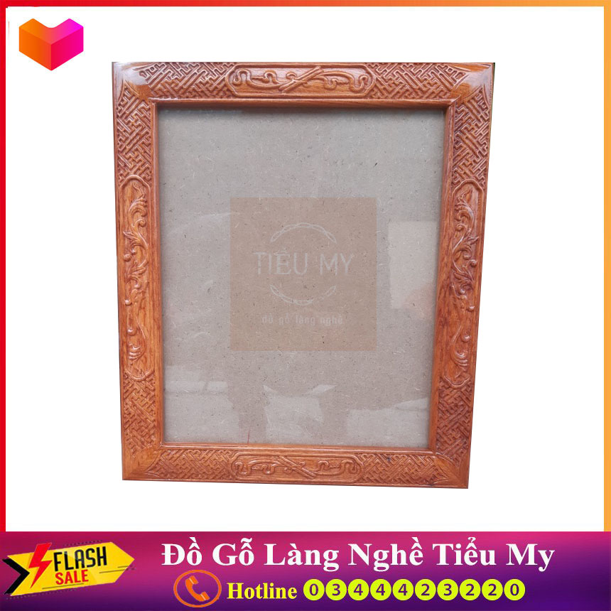 Khung Ảnh Treo Tường, Khung Ảnh thờ treo, khung trạm gấm và hoa lá tây, hàng gỗ hương KT 20x30