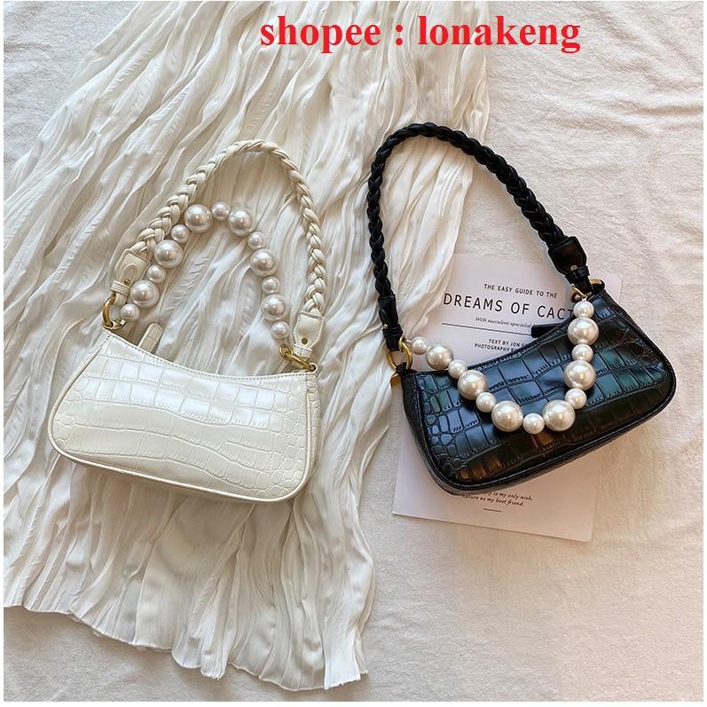 TÚI KẸP NÁCH DÂY NGỌC MẪU MỚI SIZE 20 - TÚI NỮ CÓ KÈM DÂY ĐEO CHÉO